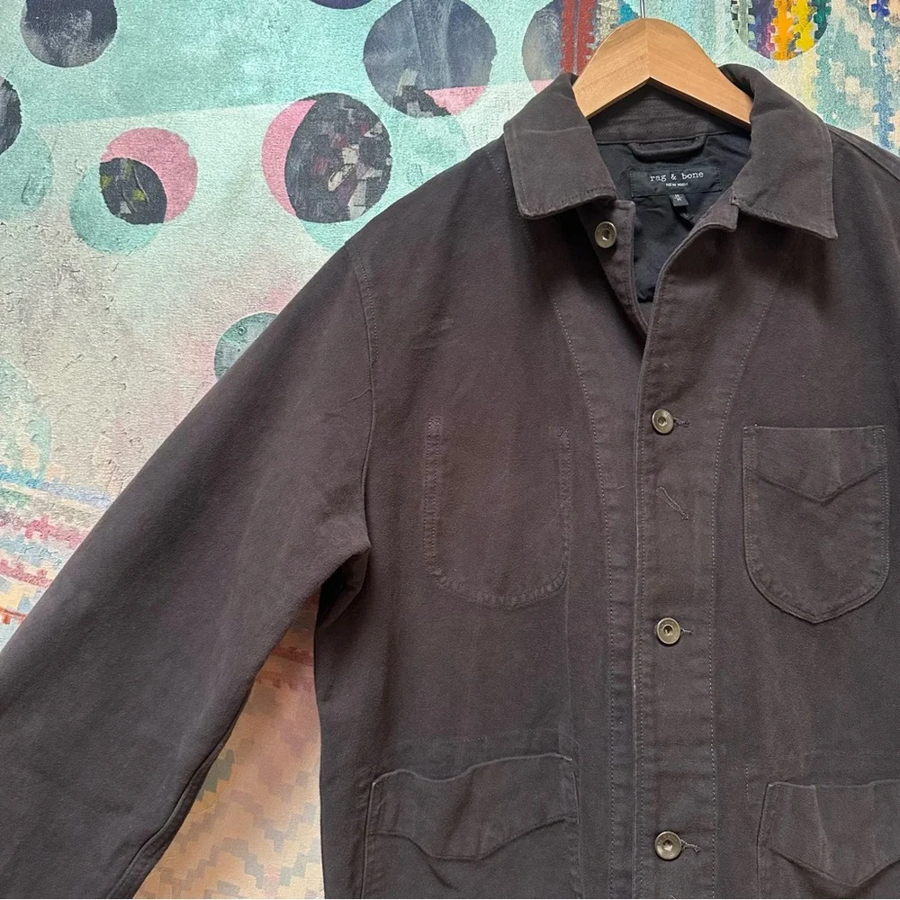 Mens Rag & Bone Mace Cotton Moleskin Shirt Jacket in Espresso Brown Sz M - Picture 4 of 10